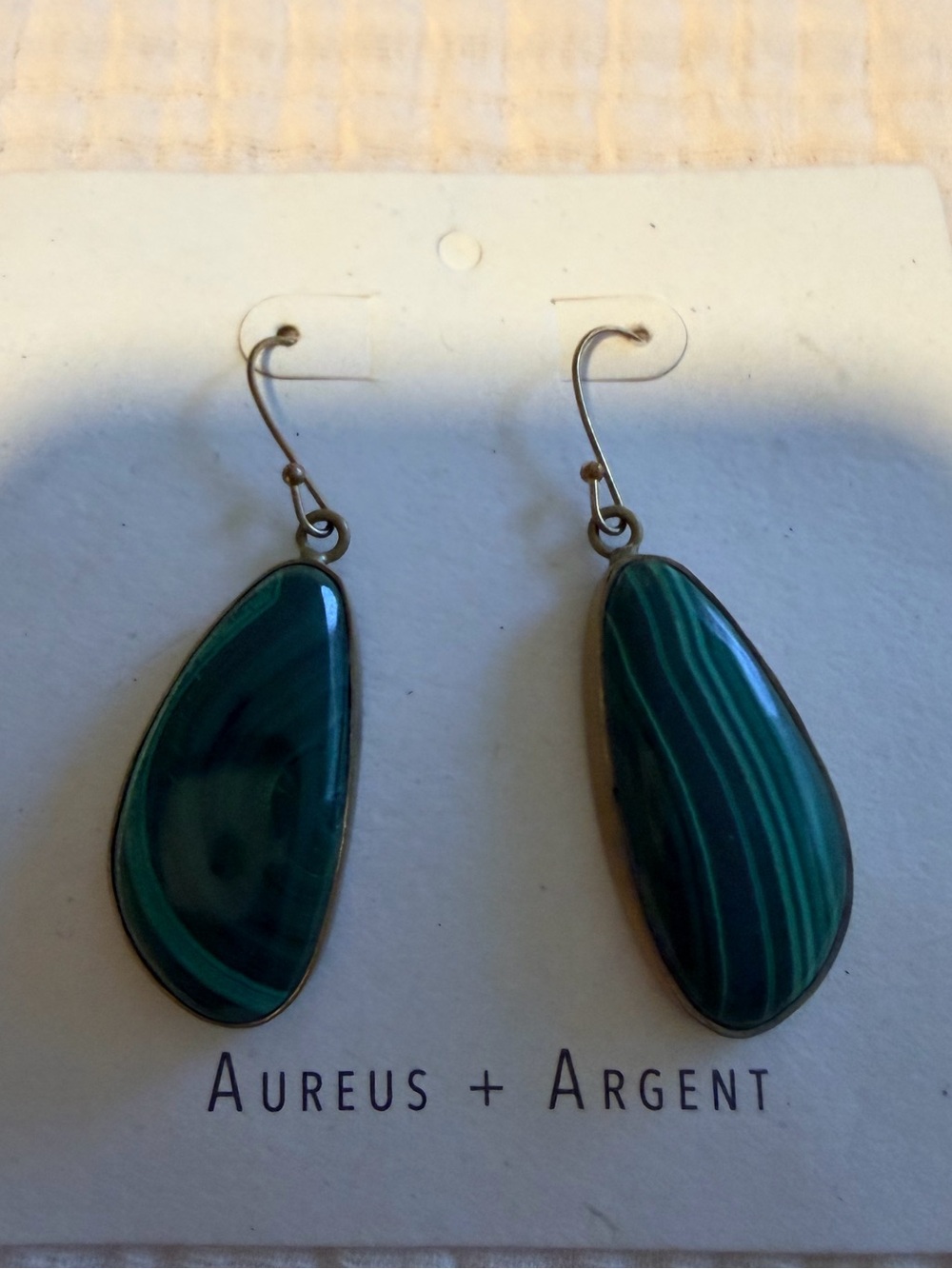 Banana Republic Green Striped Teardrop Earrings never used.